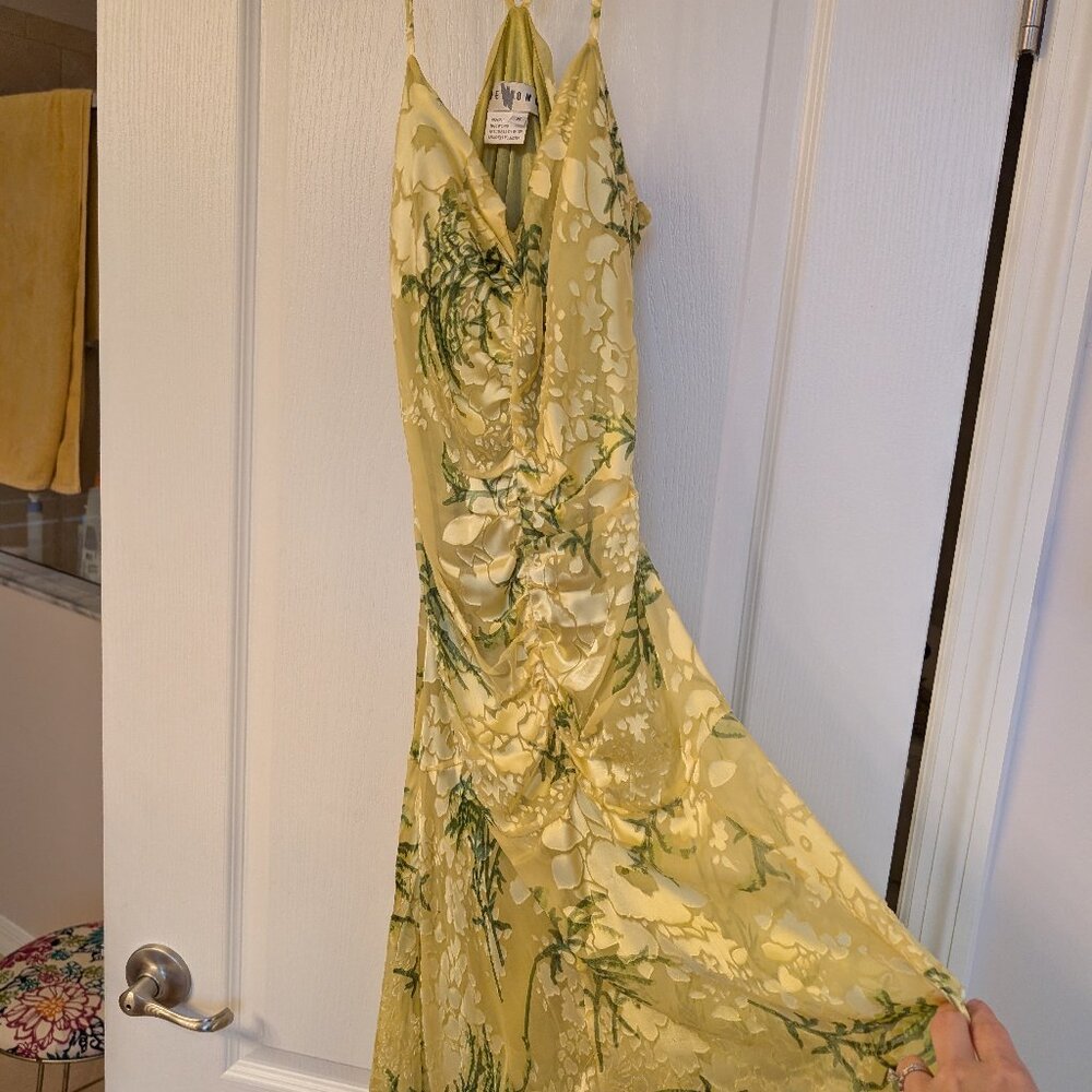 Yellow silk lined cocktail dress